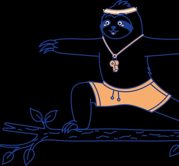 Illustration of a relaxed sloth, a symbol of deliberate slowness over loud speed.